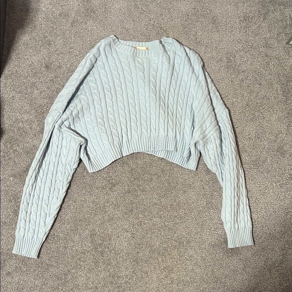 Blue Knit Sweater Cropped